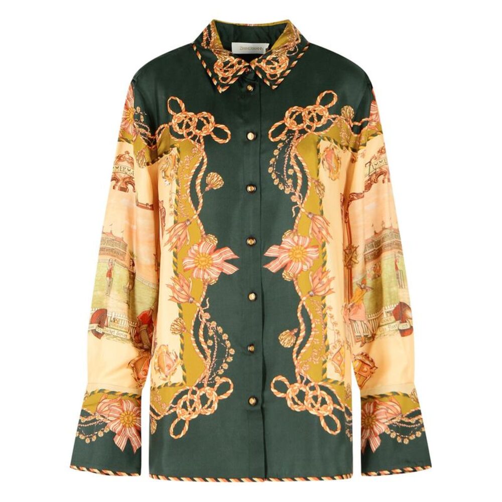 Zimmermann 'Valiant' Green Silk Shirt Women